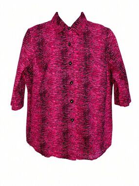 Options by Delta Burke Pink Zebra Print Button-Front Top | Size XXL